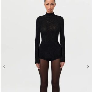 Naked Wardrobe Black Long-Sleeve Rhinestone Set